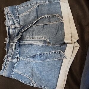 Express Super High Waisted Shortie Paperbag Tie Jean Shorts sz 6